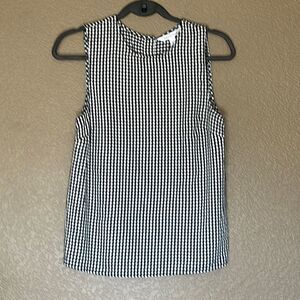 Pop sugar black&white gingham plaid sleeveless blouse size XS nwt